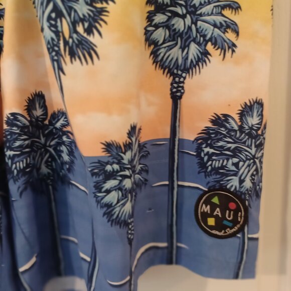 Maui & Sons Swim Trunks Mens Size XL Blue/Yellow Hawaiian - Picture 4 of 6